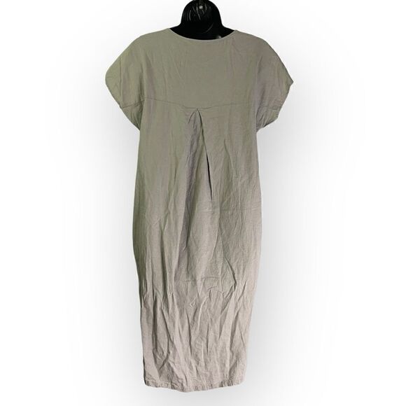 Universal Standard Stretch Linen High Low Dress Gray Short Sleeve - Picture 9 of 11
